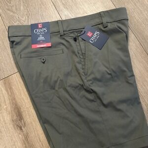 Chaps Men's Everyday Performance‎ Chino Shorts Driwear Olive Green 30 8"